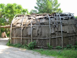 The wetus are dome-shaped houses built by Native Americans in the Northeast, which are bark covered or made with cattail reeds.