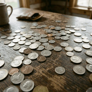 Scattered coins
