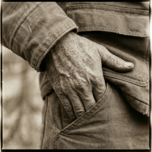 Hand reaching in pocket